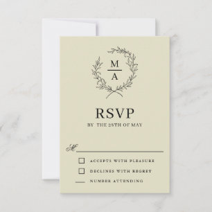 Mittelbeige Einfache Eleganmonogramm RSVP Karte