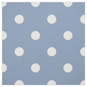 Mittelblau Weiße Polka-Punkte (kleine Skalierung) Stoff