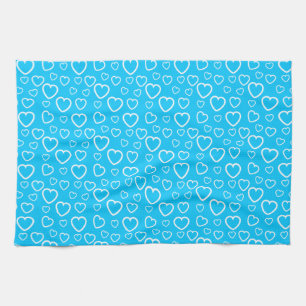 Mittelblau-weißes Love Hearts-Muster Geschirrtuch