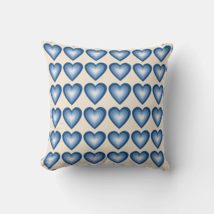 Mittelblaue bis Hellblaue Herzen Kissen