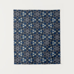 Mittelblaue Blumenmuster Wandteppich