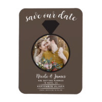 Mittelbraunes Hochzeitsring-Foto Save the Date