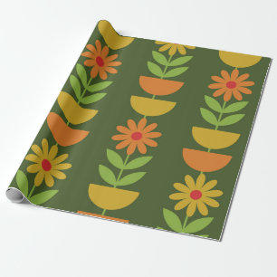 Mittelepochen-Blumen mit geometrischen Halbkreisen Geschenkpapier