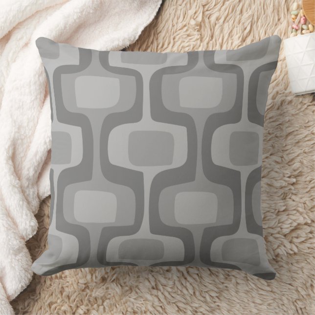 Mitteles MCM Grautöne Retro Muster Kissen (Decke)
