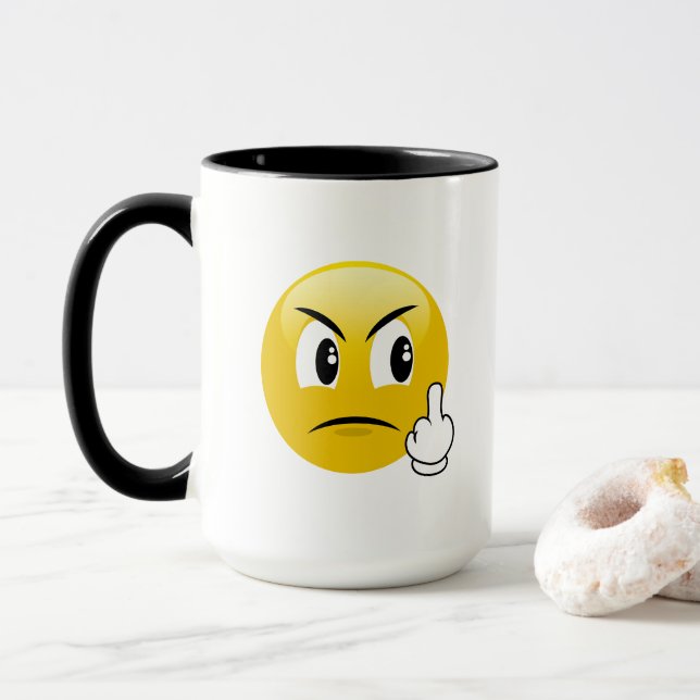 Mittelfinger Emoji Tasse (Mit Donut)