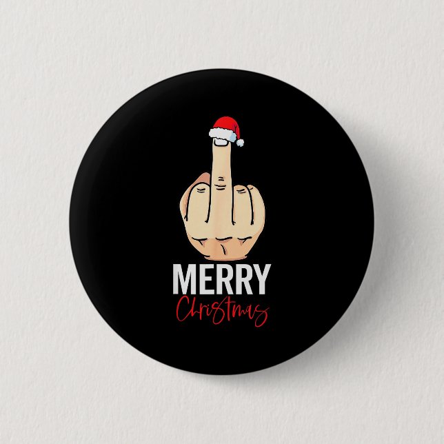 Mittelfinger Frohe Weihnachten  Button (Vorderseite)