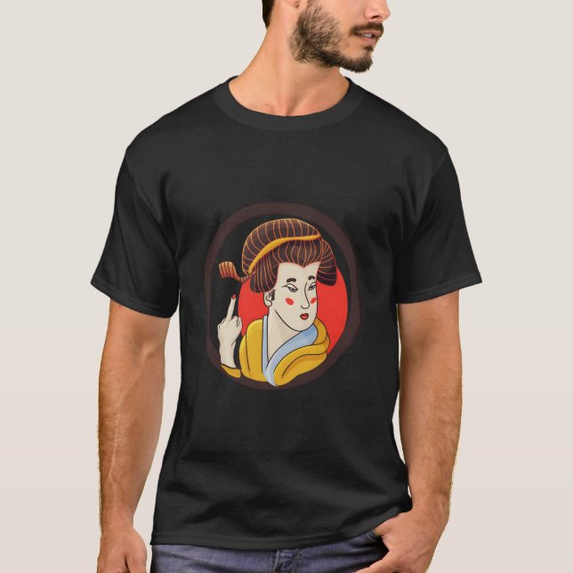 Mittelfinger Geisha T-Shirt (Vorderseite)