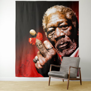Mittelfinger-Kunst mit roter Schleife Wandteppich
