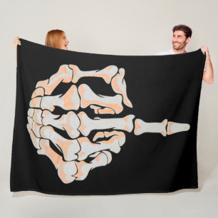 Mittelfinger-Schädel-Satin-Hintergrund Fleecedecke