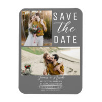 Mittelgraue Moderne 2 Fotos Save the Date Hochzeit