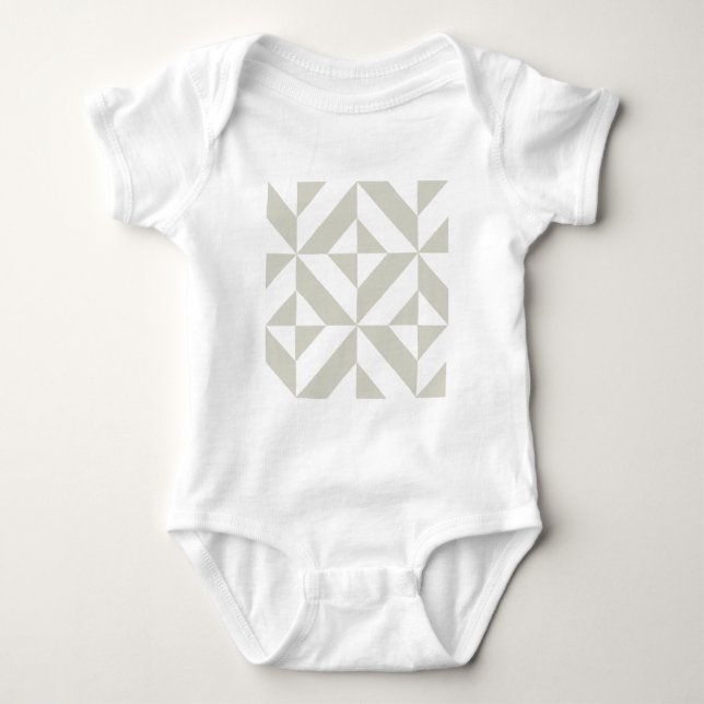 Mittelgraues geometrisches Deko Cube-Muster Baby Strampler (Vorderseite)