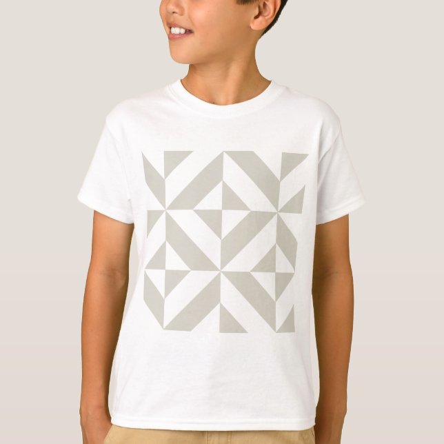 Mittelgraues geometrisches Deko Cube-Muster T-Shirt (Vorderseite)