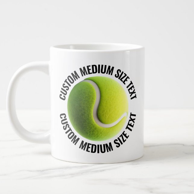 Mittelgroße Personalisierte Text Riesiger Tennisbe Jumbo-Tasse (Links)
