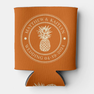 Mitteljahrhundert-Kürbis-Ananas-Hochzeitswappen & Dosenkühler