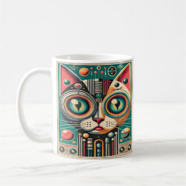 Mitteljahrs-Retro-Futuristikkatze Kaffeetasse