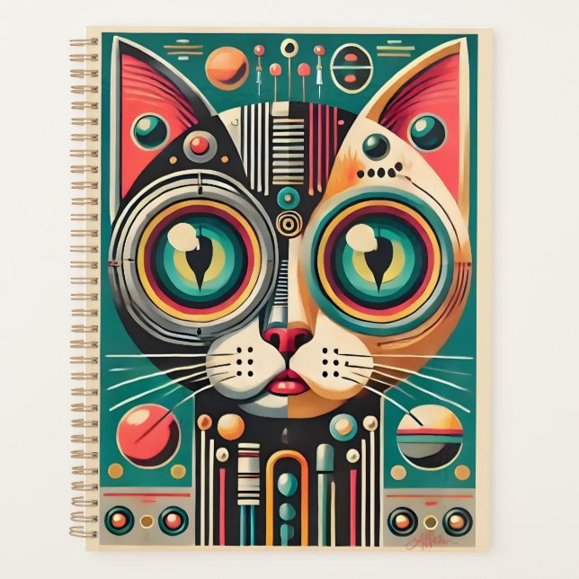 Mitteljahrs-Retro-Futuristikkatze Planer (Vorderseite)