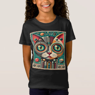 Mitteljahrs-Retro-Futuristikkatze T-Shirt
