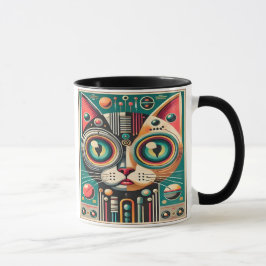 Mitteljahrs-Retro-Futuristikkatze Tasse