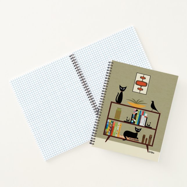 Mitteljahrskatze auf der Bücherregale Notizbuch (Innenseite)