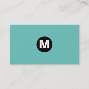 Mittelklassiges Monogramm - Schwarz auf Türkis 6bc Visitenkarte