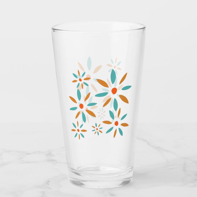 Mittelmäßig Mod Turquoise Blau Und Orange Abstrakt Glas (Vorderseite)