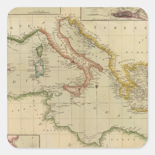 Mittelmeer 6 quadratischer aufkleber (Vorderseite)