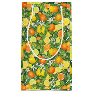 Mittelmeer-Aquarell-Zitrus-Lemons & Orangen P Kleine Geschenktüte