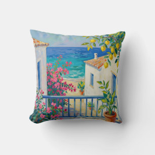 Mittelmeer Balkon Zitrone Bougainvillea Meerblick Kissen