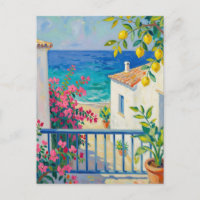 Mittelmeer Balkon Zitrone Bougainvillea Meerblick