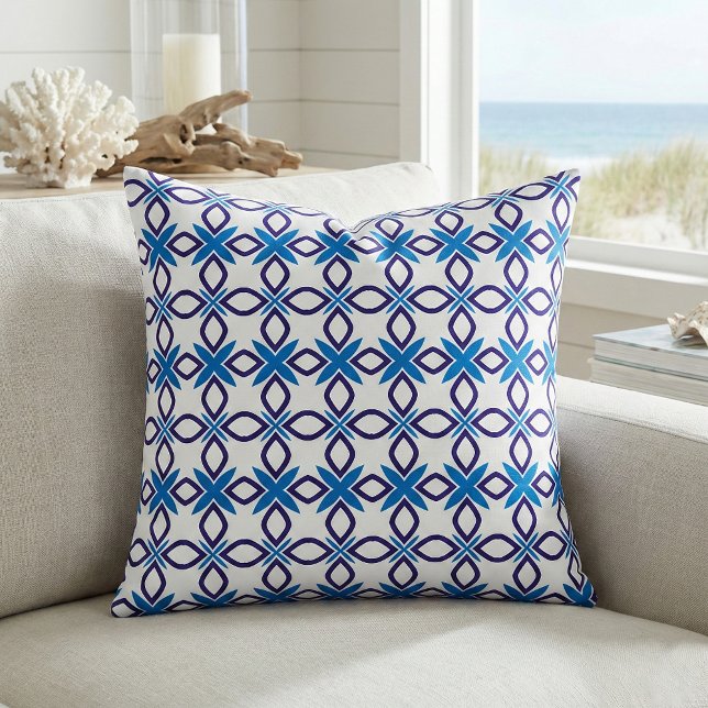 Mittelmeer Blau-Weiß Geometrie Muster Stoff (Von Creator hochgeladen)