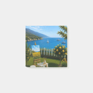 Mittelmeer Blaue Meer Sonniger Gartenblick Post‑It Post-it Klebezettel