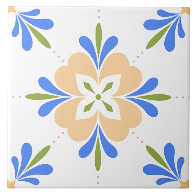 Mittelmeer-Blume Fliese (Vorderseite)