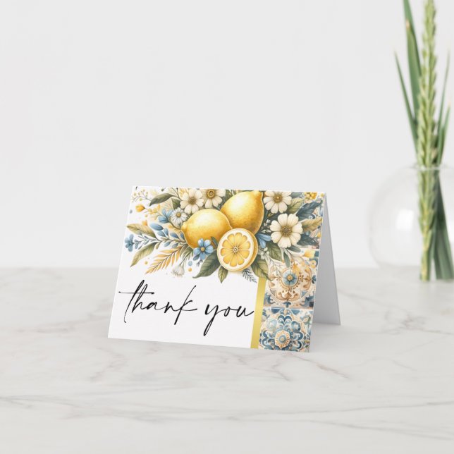 Mittelmeer Blume Italienisch Positano Lemon Dankeskarte (Vorderseite)