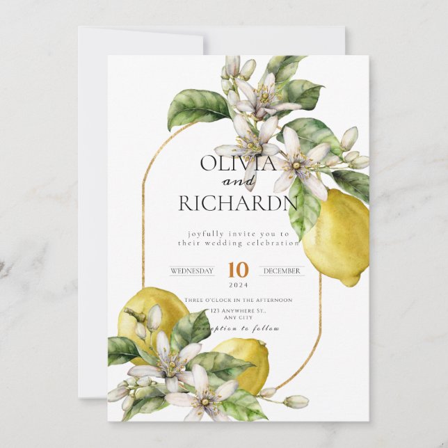 Mittelmeer Blume Italienisch Positano Lemon Einladung (Vorderseite)