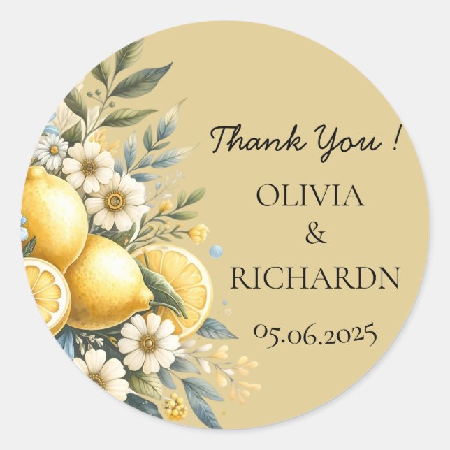 Mittelmeer Blume Italienisch Positano Lemon Runder Aufkleber (Vorderseite)