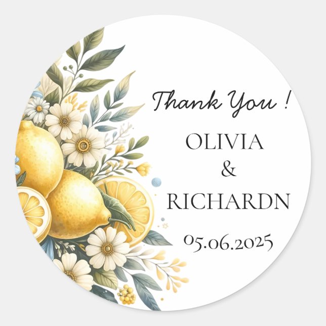 Mittelmeer Blume Italienisch Positano Lemon Runder Aufkleber (Vorderseite)