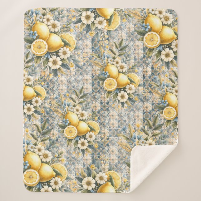 Mittelmeer Blume Italienisch Positano Lemon Sherpadecke (Vorderseite)