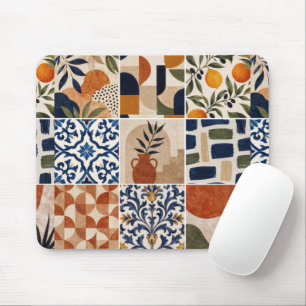 Mittelmeer Boho-Fliesenmuster Mousepad