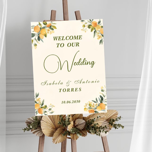 Mittelmeer Botanik Zitrone Olive Hochzeitsschild Poster (Von Creator hochgeladen)
