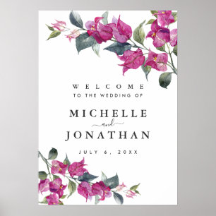 Mittelmeer-Bougainvillea-Hochzeit Willkommensschil Poster