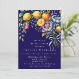 Mittelmeer Citrus Bouquet Brautparty Einladung