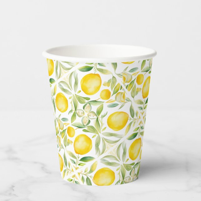 Mittelmeer Citrus Lemon Tiles Pappbecher (Vorderseite)