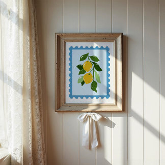 Mittelmeer-Coquette-Zitronen-Poststempel-Kunst Poster