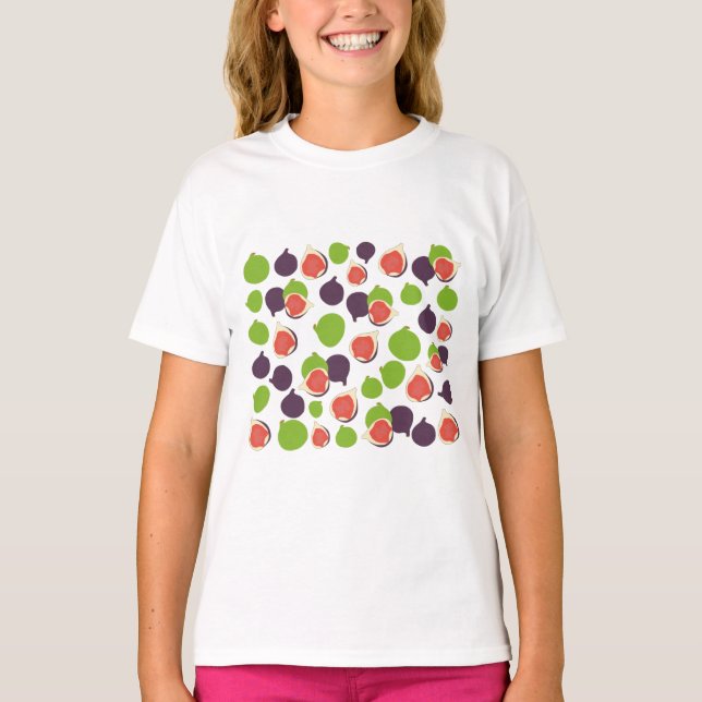 Mittelmeer Fig Summer Fruchtmuster T-Shirt (Vorderseite)