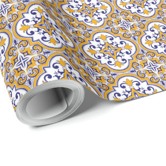 Mittelmeer-Fliese Elegant Boho Geschenkpapier