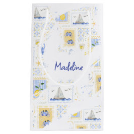 Mittelmeer-Fliese Zitrone Küsten-Monogramm Name Kleine Geschenktüte
