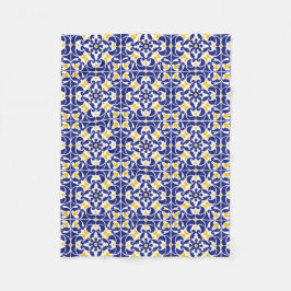 Mittelmeer Fliesen Blau-Gelb Muster Fleecedecke