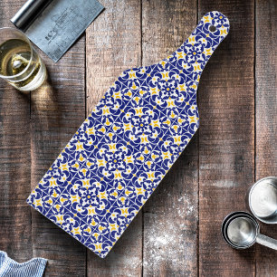 Mittelmeer Fliesen Blau-Gelb Muster Schneidebrett