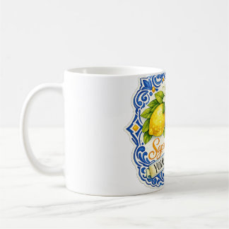 Mittelmeer-Fliesen-Limonie – Wasserfarben-Kunst mi Kaffeetasse