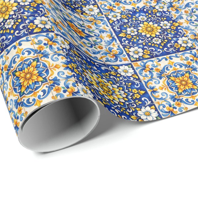 Mittelmeer-Fliesen-Party-Wrap  Geschenkpapier (Rolleneckpunkt)